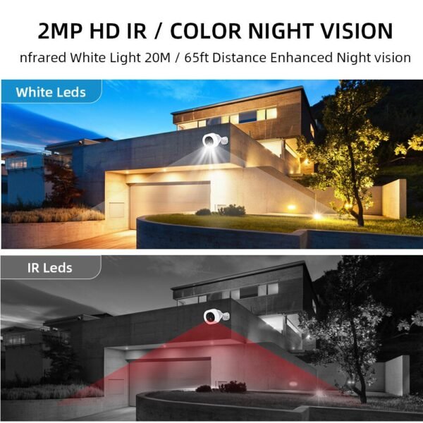 2MP WiFi IP Camera 2.4G Outdoors Wireless Security Cam Color Night Vision PIR Human Detection IP66 Waterproof Two-way Audio H.265X Video Monitor Cameras for Home Safety EU Version