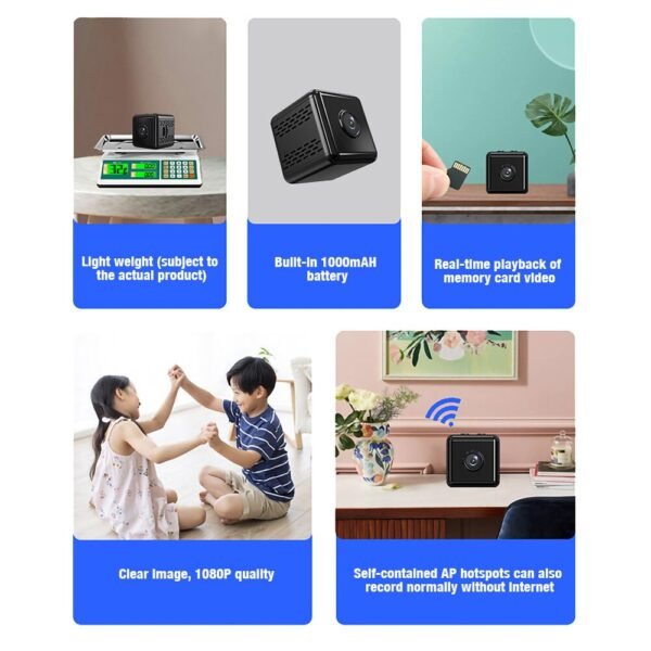 X6D 1080P Mini Wireless Camera Outdoor Phone Remote Monitoring Night Vision Motion Detection Cam APP Alarm Push AP Hotspot Support TF Card Micro Surveillance Home Safety Camera