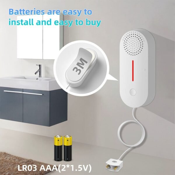 Tuya WiFi Intelligent Water Alarm Water Leakage Monitoring Low Water Level Detection Sound and Light Alarm Remote APP Control Timer Setting Water Leakage Detector for Home Safety